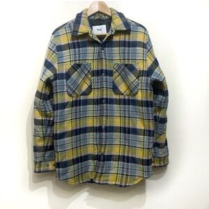 TNA Wool Plaid Shacket Size Medium Yellow Blue Fall
Winter